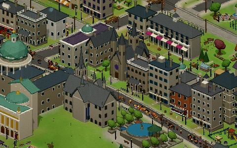 A cathedral close and grand buildings round a green.